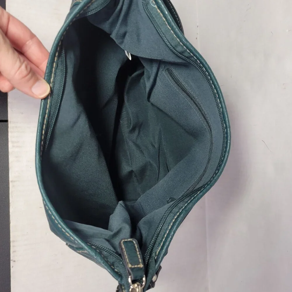 Rosetti Teal Faux Leather Shoulder Bag With Front Pockets & Adjustable Strap - Picture 6 of 8